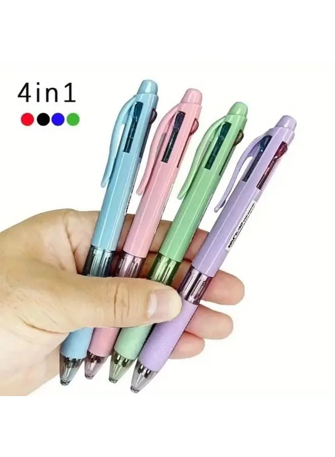 2pcs 4 In 1 Retractable Ballpoint Pens Purple Green Soft Pastel Colors - Image 1